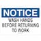 Brady Notice, Wash Hands Before Returning To Work, 14" W x 10" H, Rectangle, Fiberglass, 73474 73474 - alternate 1